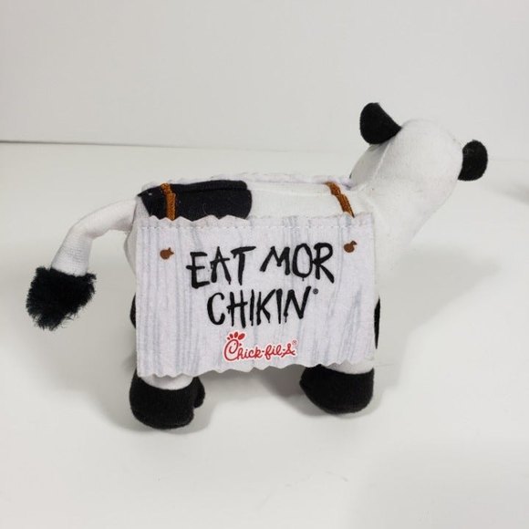 Chick-fil-A Cow Advertising Plush Toy Eat More Chikin Sign 6 inch - Picture 2 of 6